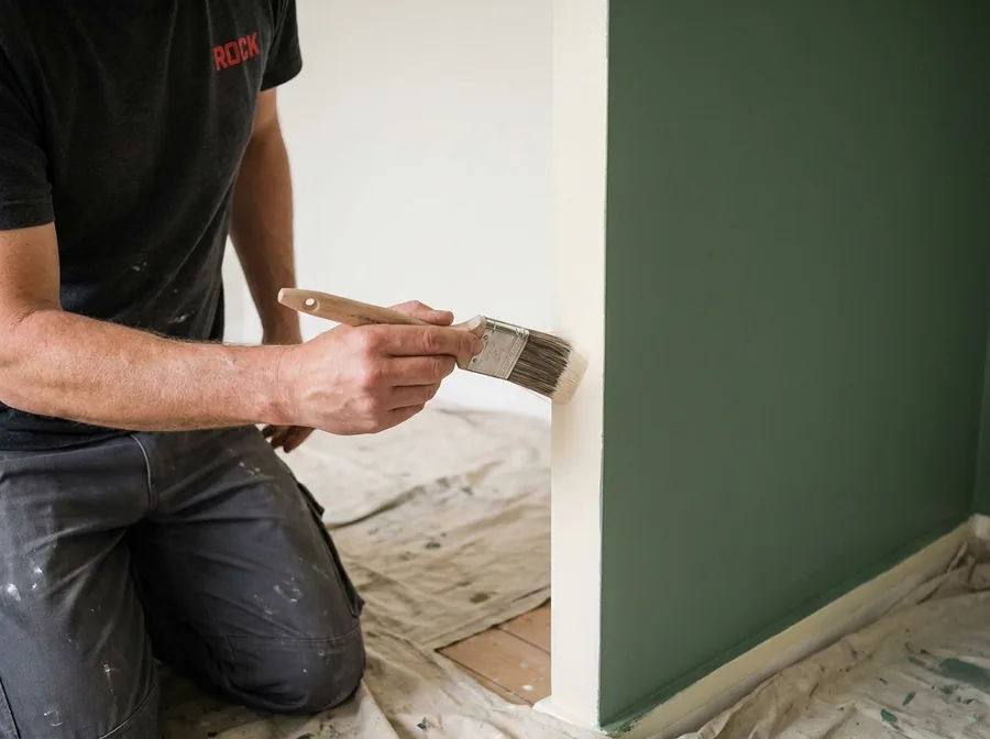 Decorator cutting in a paint line with a brush